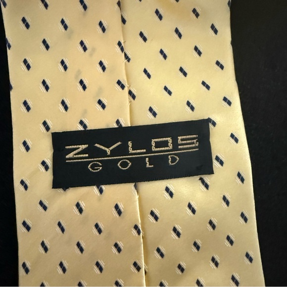 ZYLOS GOLD Yellow & Navy Blue Diamond Silk Tie - Picture 3 of 6